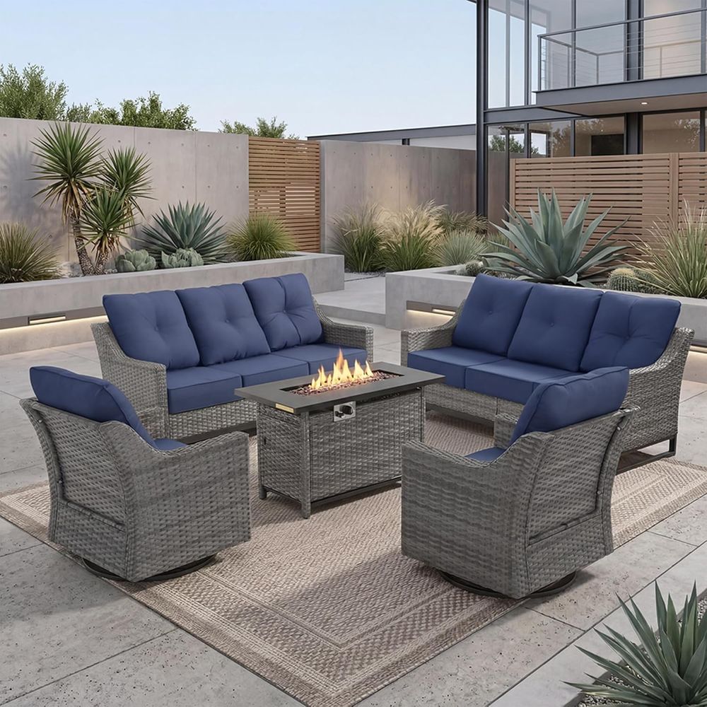 Outdoor Furniture Fire Pit Set - 5-Piece Patio Furniture Set with Fire