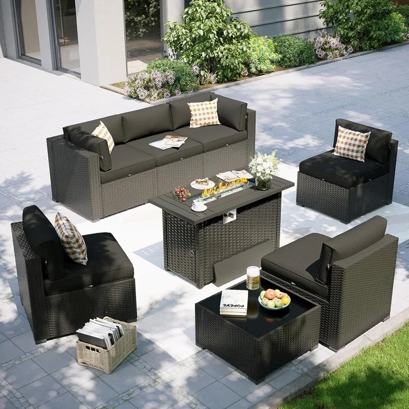 Outdoor Furniture Fire Pit Set - Aoxun Patio Furniture Set with Fire