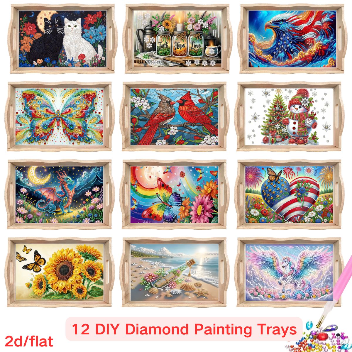 Outdoor Furniture Designer - A diamond-painted square tray set with