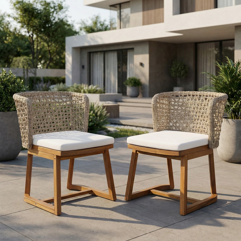 Outdoor Furniture Teak - Acacia Wood Patio Chairs Set of