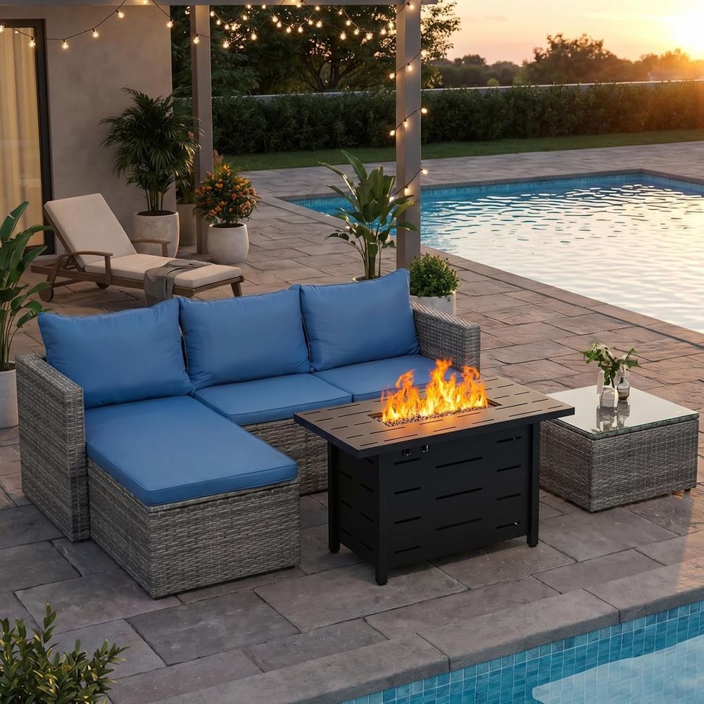 4-Piece Outdoor Wicker Patio F - đánh giá và giá Outdoor Furniture Fire Pit Set