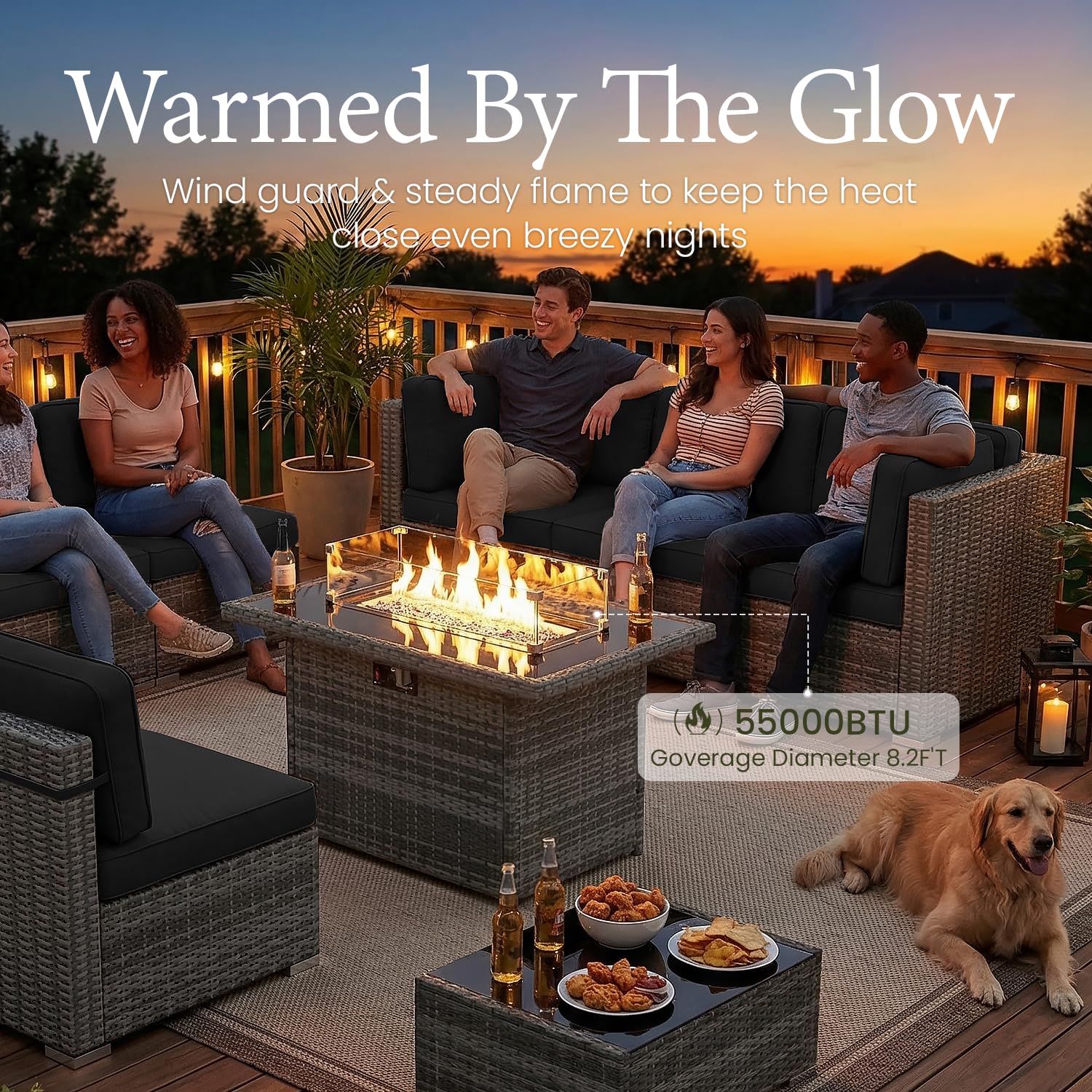 8 Piece Patio Furniture Set wi - đánh giá và giá Outdoor Furniture Fire Pit Set