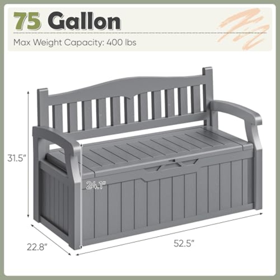 75 Gallon Outdoor Storage Benc - đánh giá và giá Outdoor Furniture Designer
