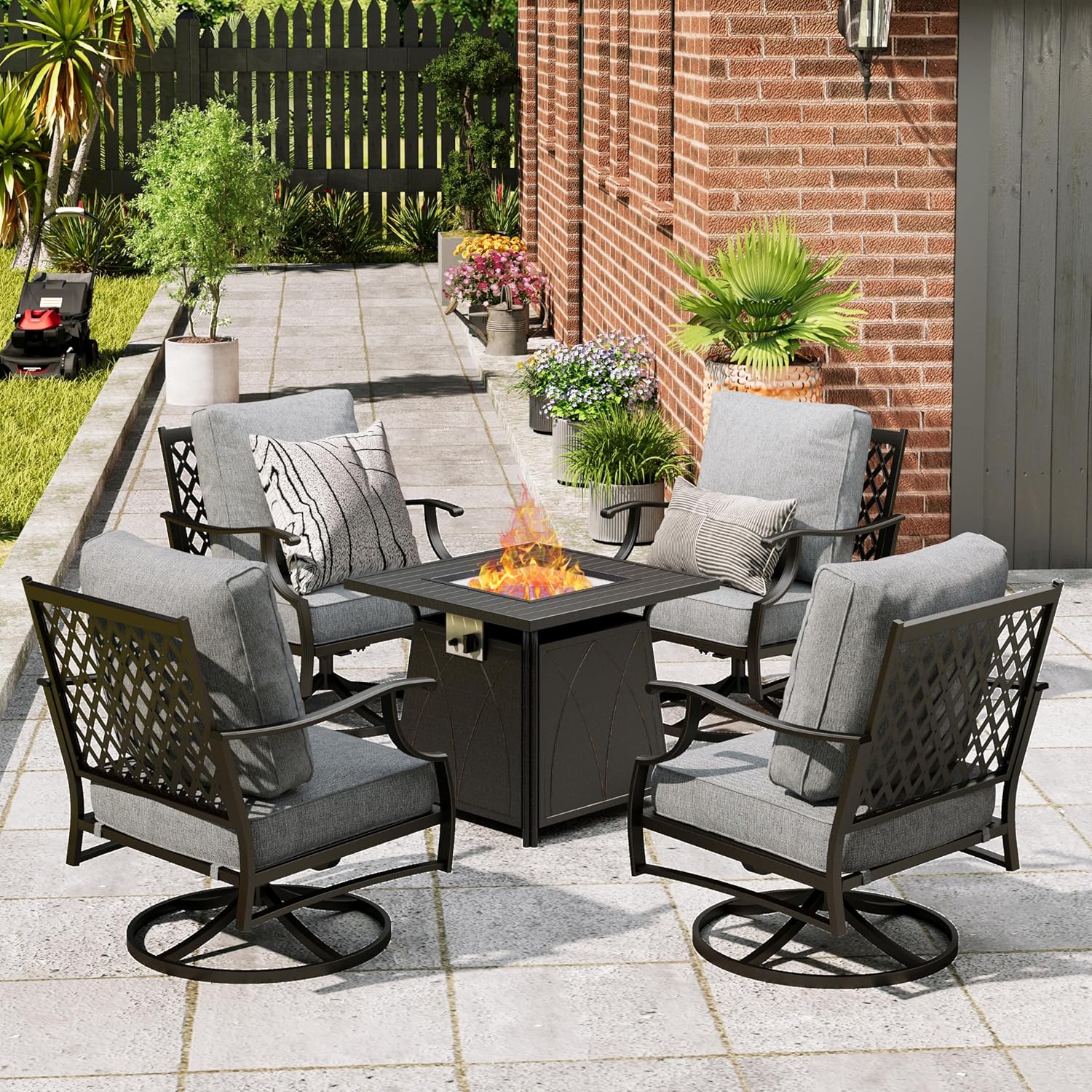 Patio Furniture Set with Fire  - đánh giá và giá Outdoor Furniture Fire Pit Set