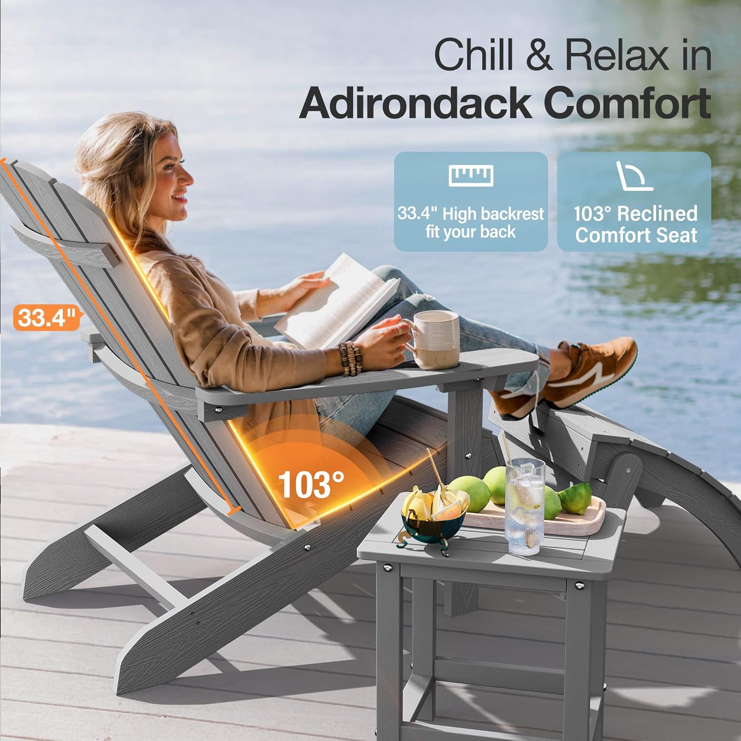 Adirondack Chairs Set of 4 Pla - đánh giá và giá Adirondack Chair Wood