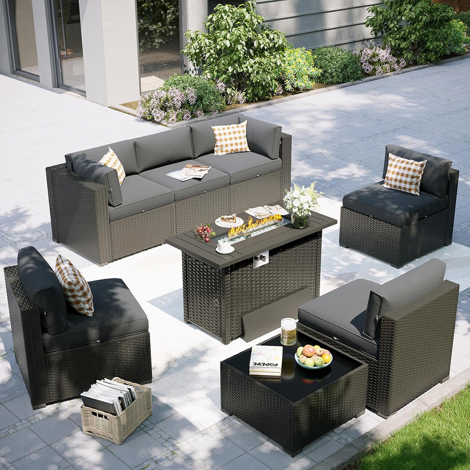 Patio Furniture Set with Fire  - đánh giá và giá Outdoor Furniture Fire Pit Set