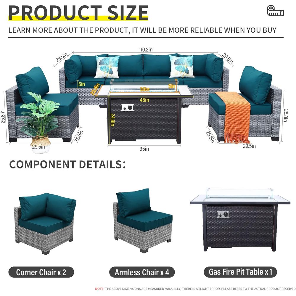 7-Piece Outdoor Wicker Patio F - đánh giá và giá Outdoor Furniture Fire Pit Set