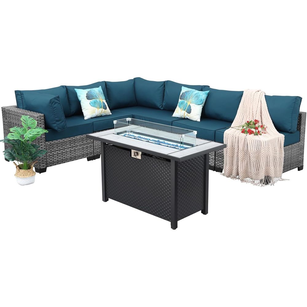 7-Piece Outdoor Wicker Patio F - đánh giá và giá Outdoor Furniture Fire Pit Set