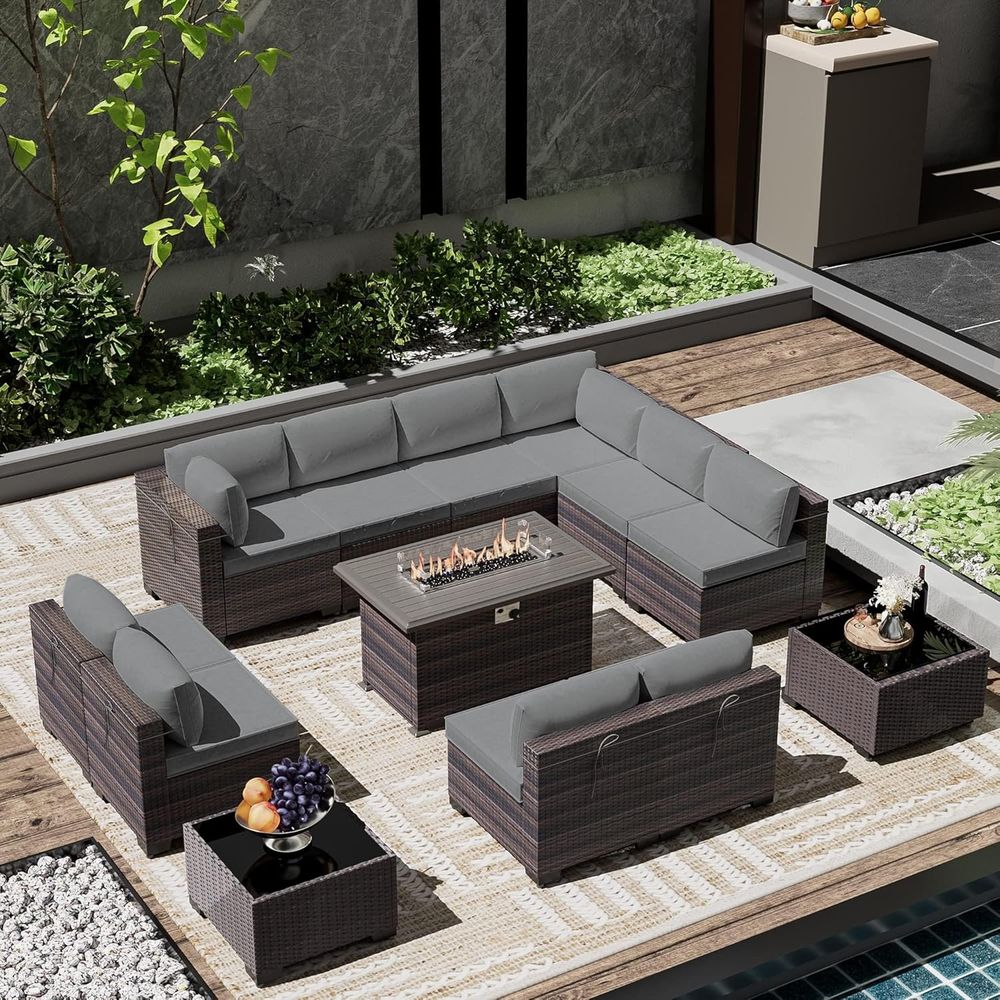 13-Piece Outdoor Sectional Pat - đánh giá và giá Outdoor Furniture Fire Pit Set