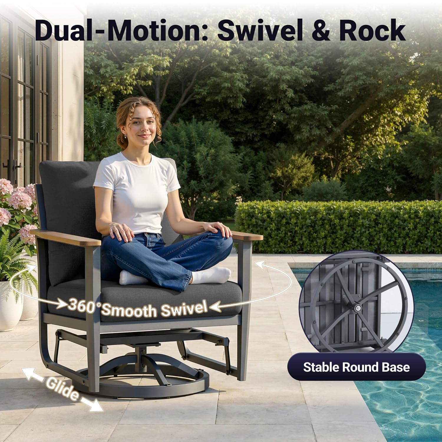 5pc Aluminum Patio Set Swivel  - đánh giá và giá Outdoor Furniture Fire Pit Set