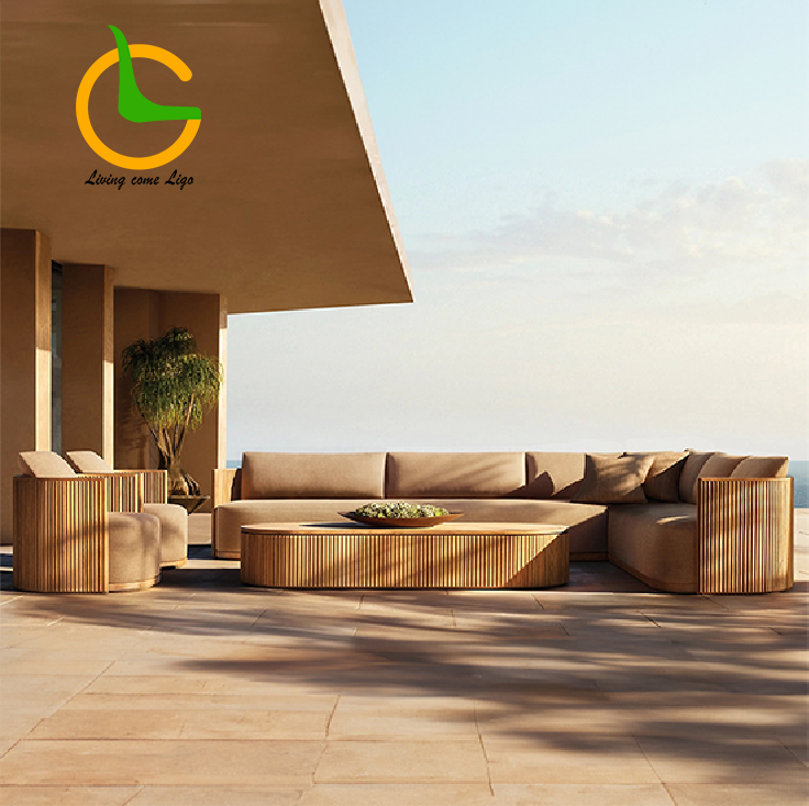 Luxury L-shaped Teak Wood Outd - đánh giá và giá Outdoor Furniture Teak